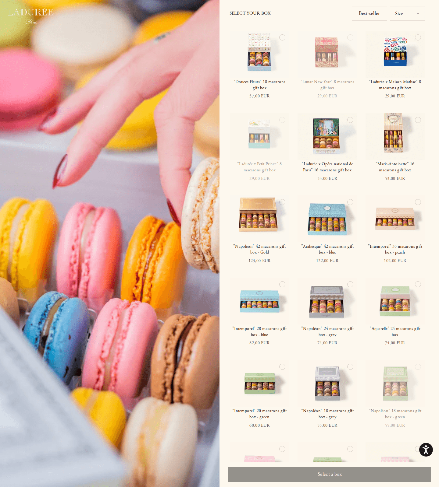 Ladurée box selection flow